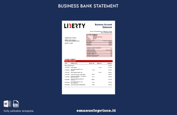 stile verificato Modello di estratto conto di controllo dell'organizzazione banc